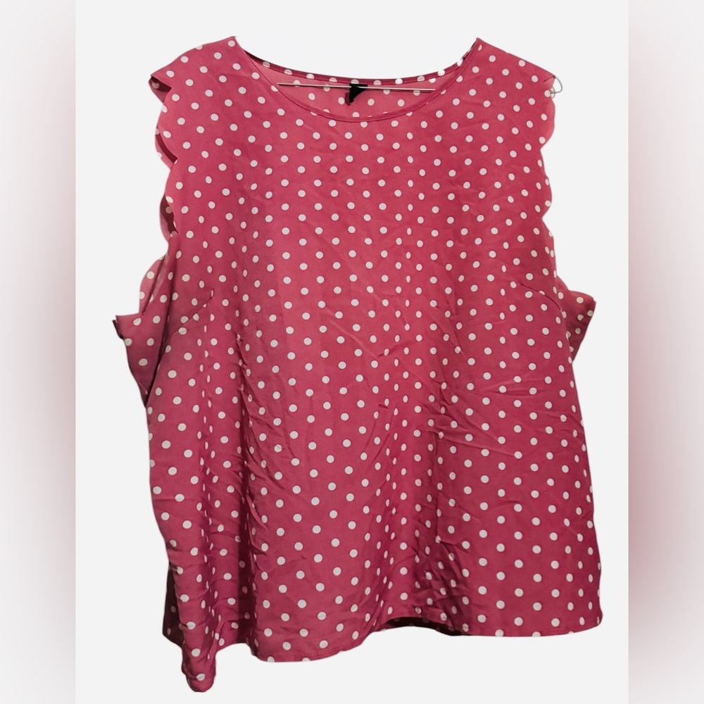 SHEIN Pink Polka Dot Ruffle Blouse